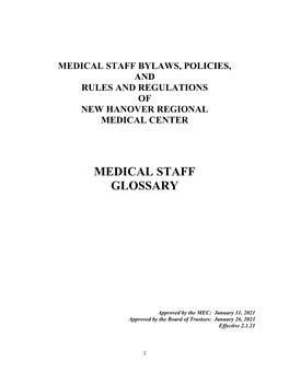 Medical Staff Glossary