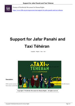 Support for Jafar Panahi and Taxi Téhéran