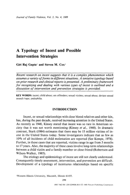 A Typology of Incest and Possible Intervention Strategies