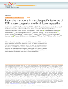 Recessive Mutations in Muscle-Specific Isoforms of FXR1