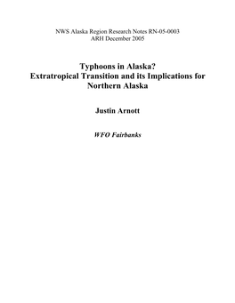 Typhoons in Alaska? Extratropical Transition and Its Implications for Northern Alaska