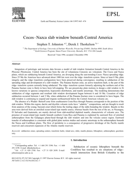 Cocos–Nazca Slab Window Beneath Central America