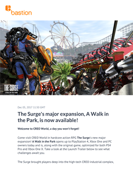 The Surge's Major Expansion, a Walk in the Park, Is Now Available!