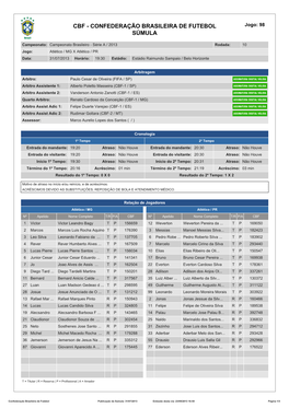 CBF - CONFEDERAÇÃO BRASILEIRA DE FUTEBOL Jogo: 98 SÚMULA