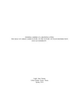 Feeding America's Growing Cities: the Role of Urban