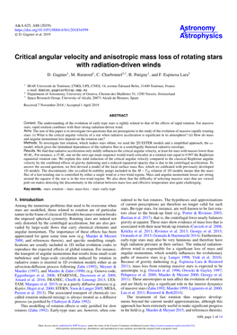 Critical Angular Velocity and Anisotropic Mass Loss of Rotating Stars with Radiation-Driven Winds D