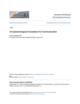 An Epistemological Foundation for Communication