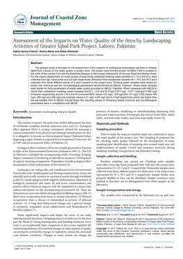 Assessment of the Impacts on Water Quality of the Area by Landscaping