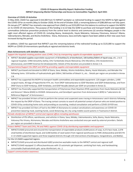 COVID-19 Response Monthly Report: Redirection Funding IMPACT (Improving Market Partnerships and Access to Commodities Together): April 2021