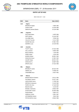 Entry List by Noc