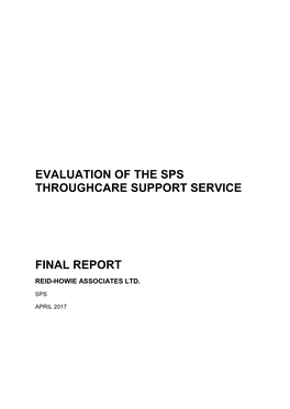 Evaluation of the Sps Throughcare Support Service Final Report