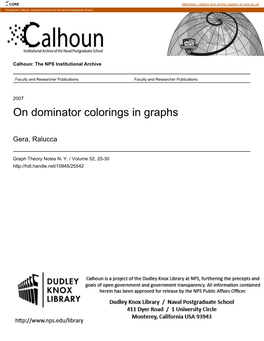 On Dominator Colorings in Graphs