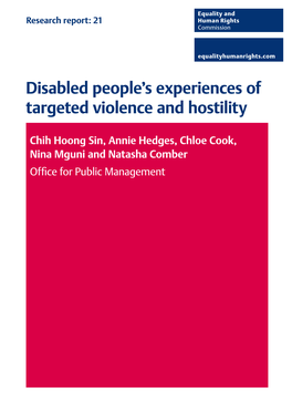 Disabled People's Experiences of Targeted Violence and Hostility