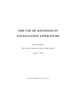 The Use of Kennings in Anglo-Saxon Literature