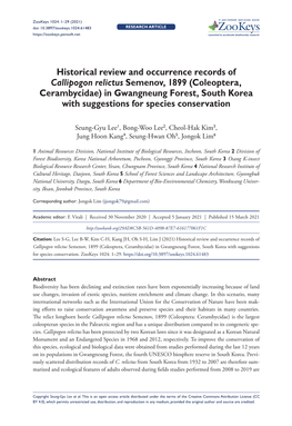 Historical Review and Occurrence Records of Callipogon Relictus Semenov, 1899