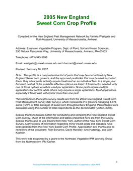 2005 New England Sweet Corn Crop Profile