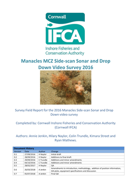 Manacles MCZ Side-Scan Sonar and Drop Down Video Survey 2016