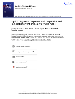 Optimizing Stress Responses with Reappraisal and Mindset Interventions: an Integrated Model