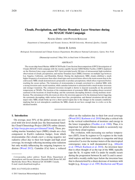 Clouds, Precipitation, and Marine Boundary Layer Structure During the MAGIC Field Campaign