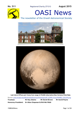 OASI News the Newsletter of the Orwell Astronomical Society