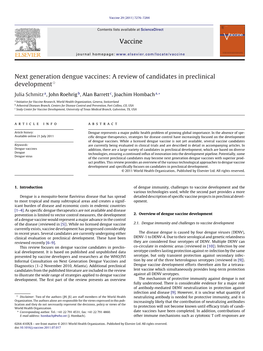 Next Generation Dengue Vaccines: a Review of Candidates in Preclinical Developmentଝ