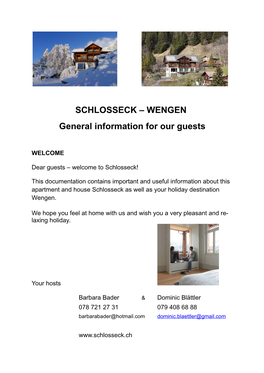WENGEN General Information for Our Guests