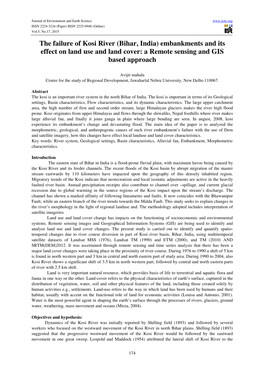 The Failure of Kosi River (Bihar, India) Embankments and Its Effect on Land Use and Land Cover: a Remote Sensing and GIS Based Approach