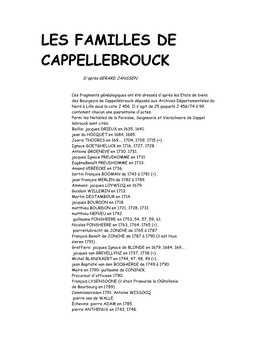 Les Familles De Cappellebrouck