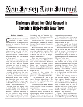 Challenges Ahead for Chief Counsel in Christie's High-Profile New Term