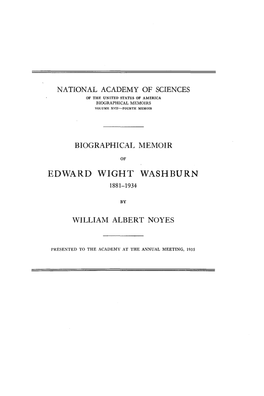Edward Wight Washburn 1881-1934
