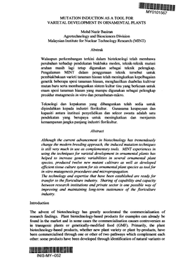 Mutation Induction As a Tool for Varietal Development in Ornamental Plants