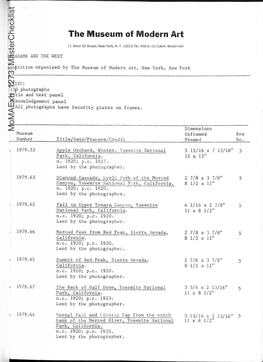 The Museum of Modern Art Momaexh 1273 Masterchecklist