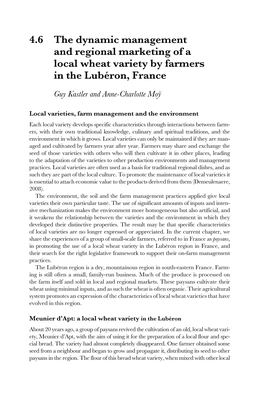 4.6 the Dynamic Management and Regional Marketing of a Local Wheat Variety by Farmers in the Lubéron, France