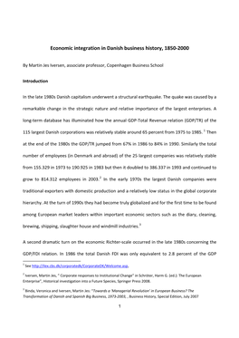 Economic Integration in Danish Business History, 1850-2000