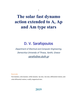 The Solar Fast Dynamo Action Extended to A, Ap and Am Type Stars