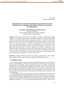 53 Assessment of Computer Mediated Communication