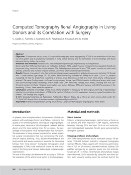Computed Tomography Renal Angiography in Living Donors and Its Correlation with Surgery