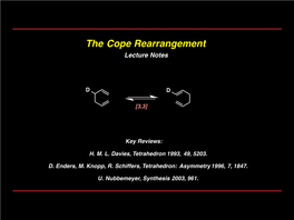 The Cope Rearrangement Lecture Notes