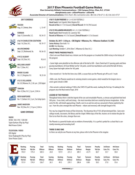 2017 Elon Phoenix Football Game Notes Elon Univeristy Athletic Communications • 100 Campus Drive • Elon, N.C