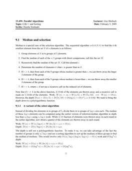 9.1 Median and Selection