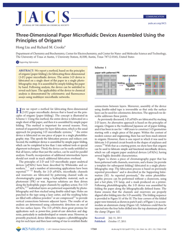 Three-Dimensional Paper Microfluidic Devices Assembled Using the Principles of Origami Hong Liu and Richard M