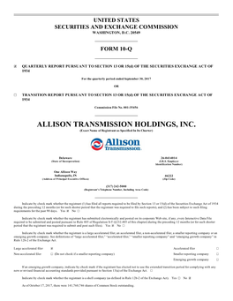 ALLISON TRANSMISSION HOLDINGS, INC. (Exact Name of Registrant As Specified in Its Charter)