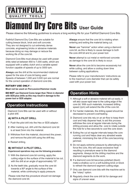 Diamond Core Drill User Guide View File