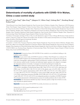 Determinants of Mortality of Patients with COVID-19 in Wuhan, China: a Case-Control Study