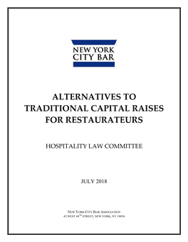 Alternatives to Traditional Capital Raises for Restaurateurs