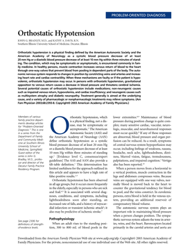 Orthostatic Hypotension JOHN G