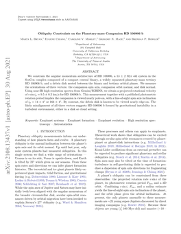 Arxiv:2108.13437V1 [Astro-Ph.EP] 30 Aug 2021 Perienced Giant Impacts, Tidal Friction, and Gravitational Forcing (E.G