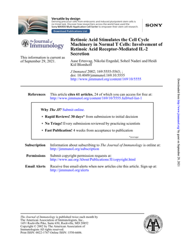 Secretion Retinoic Acid Receptor-Mediated IL-2 of Machinery in Normal T Cells