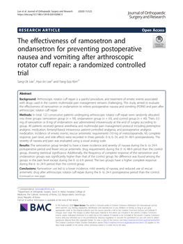 The Effectiveness of Ramosetron and Ondansetron for Preventing