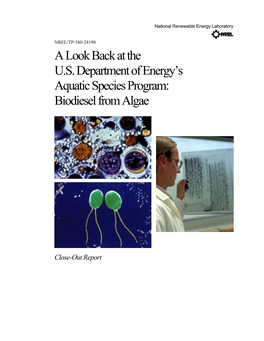 Look Back at the US Department of Energy's Aquatic Species Program